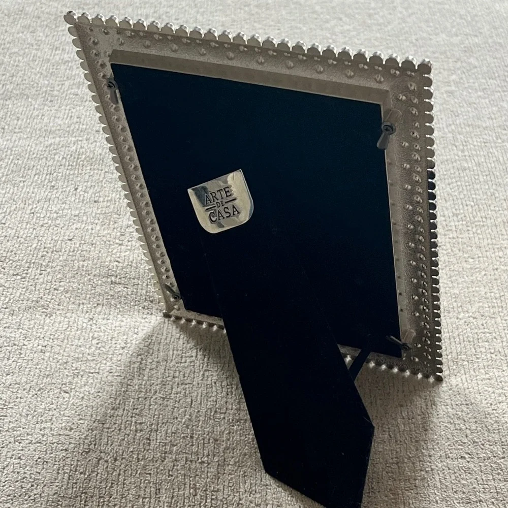 Arte De Casa Silver Rhinestone Beaded Picture Frame Glam Tabletop Decor